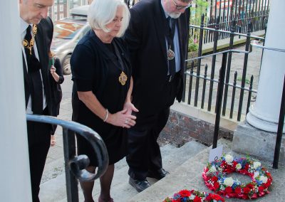 The Mayor lays a wreath in remembrance of the Queen at Lewes House