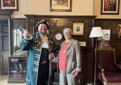 The Mayor of Lewes Councillor Imogen Makepeace with Lewes Town Crier Jon Borthwick in the Mayor's Parlour